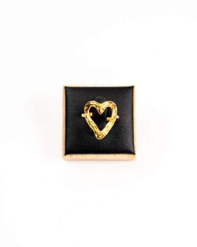 Bague femme Heart Ring plaquée or 18 carats en acier inoxydable - Lumine Jewelry Maroc