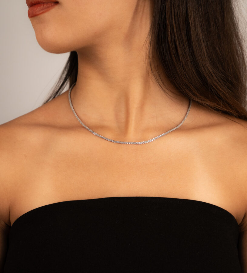 Collier femme Diamond Glow Necklace plaqué or 18 carats en acier inoxydable - Lumine Jewelry Maroc - Image 2