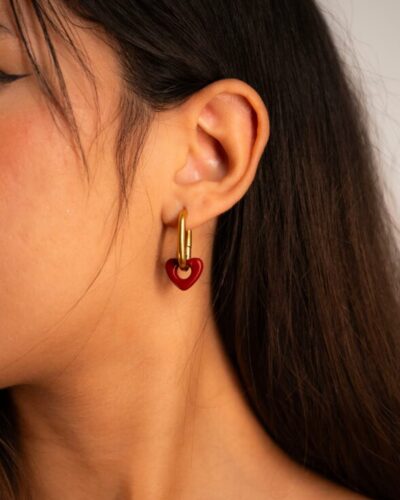 Boucles d'oreilles femme Valentine Earings plaquées or 18 carats en acier inoxydable - Lumine Jewelry Maroc - Image 2