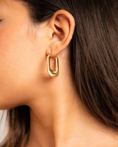 Boucles d'oreilles femme Luna Hoops plaquées or 18 carats en acier inoxydable - Lumine Jewelry Maroc - Image 2