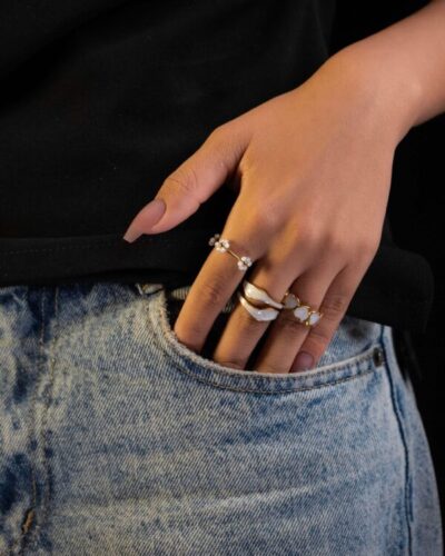 Bague femme plaquée or 18 carats en acier inoxydable - Lumine Jewelry Maroc