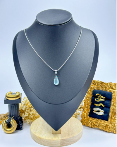 18K Gold Blue Ocean Pendant Necklace