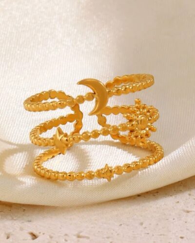 Sun and Moon Motif Ring
