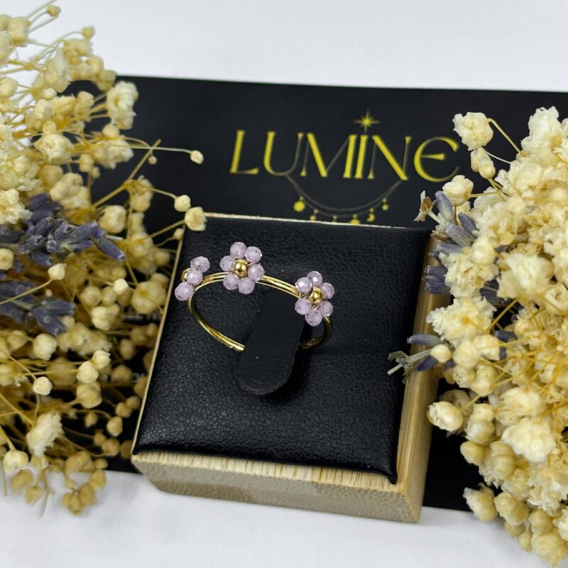 Triplet Flower Ring-Pink