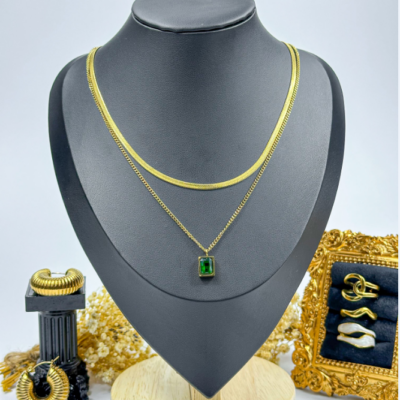 Emerald Élan Necklace – Green Pendant