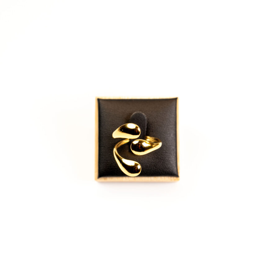Bague femme Three Bars ring plaquée or 18 carats en acier inoxydable - Lumine Jewelry Maroc