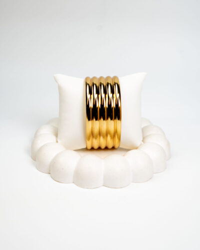 Bangle femme ribbed cuff bangle plaqué or 18 carats en acier inoxydable - Lumine Jewelry Maroc