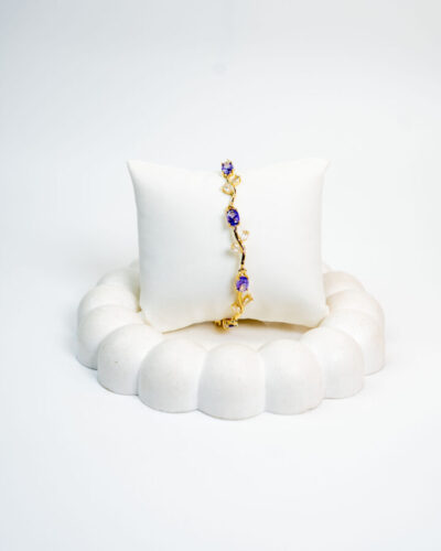 Bracelet femme Tulip Garden Bracelet – Purple plaqué or 18 carats en acier inoxydable - Lumine Jewelry Maroc