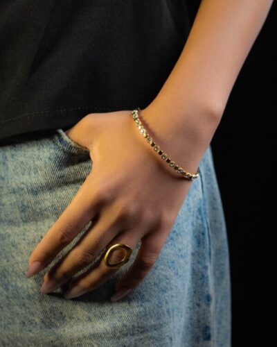 Bangle femme VARELLE MIX BANGLE plaqué or 18 carats en acier inoxydable - Lumine Jewelry Maroc - Image 2