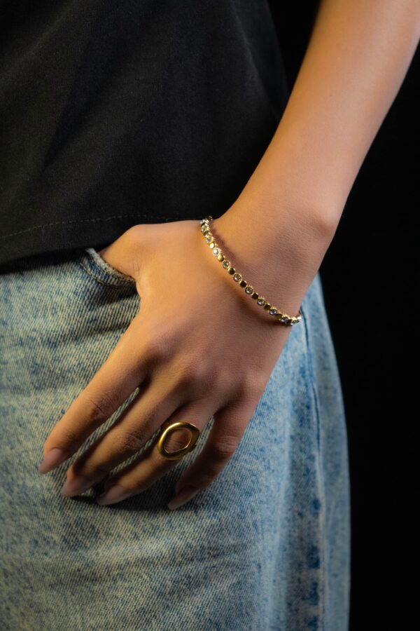 Bangle femme VARELLE MIX BANGLE plaqué or 18 carats en acier inoxydable - Lumine Jewelry Maroc - Image 2