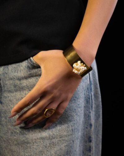 Bangle femme Élodie Bangle plaqué or 18 carats en acier inoxydable - Lumine Jewelry Maroc - Image 2