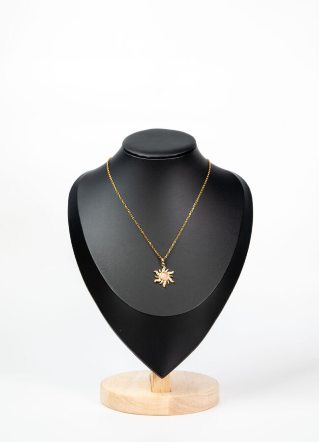 Collier femme Blush Sun Necklace plaqué or 18 carats en acier inoxydable - Lumine Jewelry Maroc