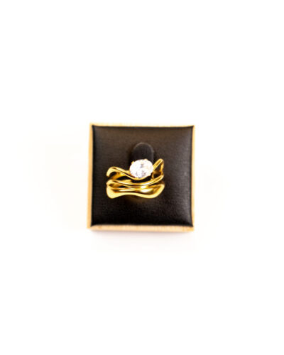 Bague femme Wavelength Solitaire Ring plaquée or 18 carats en acier inoxydable - Lumine Jewelry Maroc