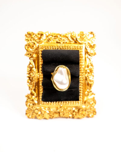 Bague femme Solara Pearl Ring plaquée or 18 carats en acier inoxydable - Lumine Jewelry Maroc