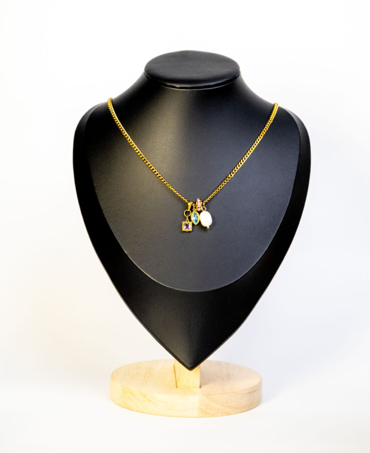 Collier femme JOLIE CHARMS NECKLACE plaqué or 18 carats en acier inoxydable - Lumine Jewelry Maroc