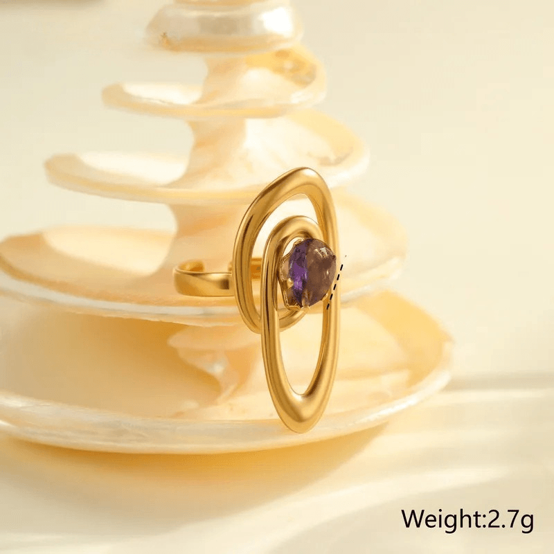 Bague femme Eclipse Ring plaquée or 18 carats en acier inoxydable - Lumine Jewelry Maroc - Image 3
