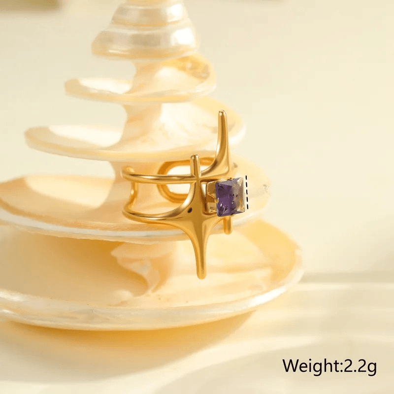 Bague femme Starfall Ring plaquée or 18 carats en acier inoxydable - Lumine Jewelry Maroc - Image 3